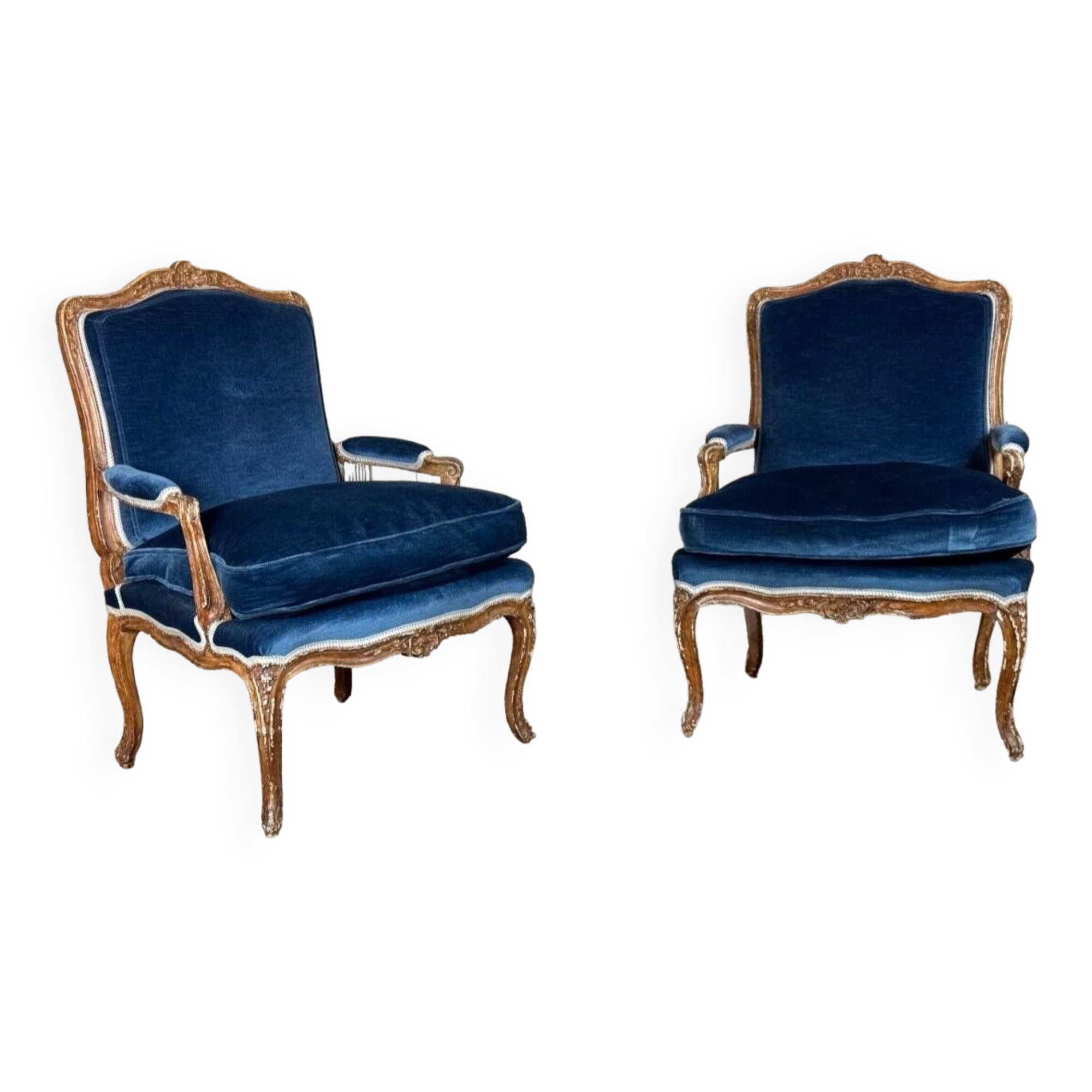 Pair Of Armchairs For Queen Louis XV, Carved “oak” Wood 18th Century
