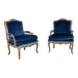 Pair Of Armchairs For Queen Louis XV, Carved “oak” Wood 18th Century