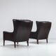 Pair of Durlet lounge chairs brown leather Belgium 1960
