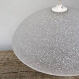1980s speckled glass pendant light, grey and white