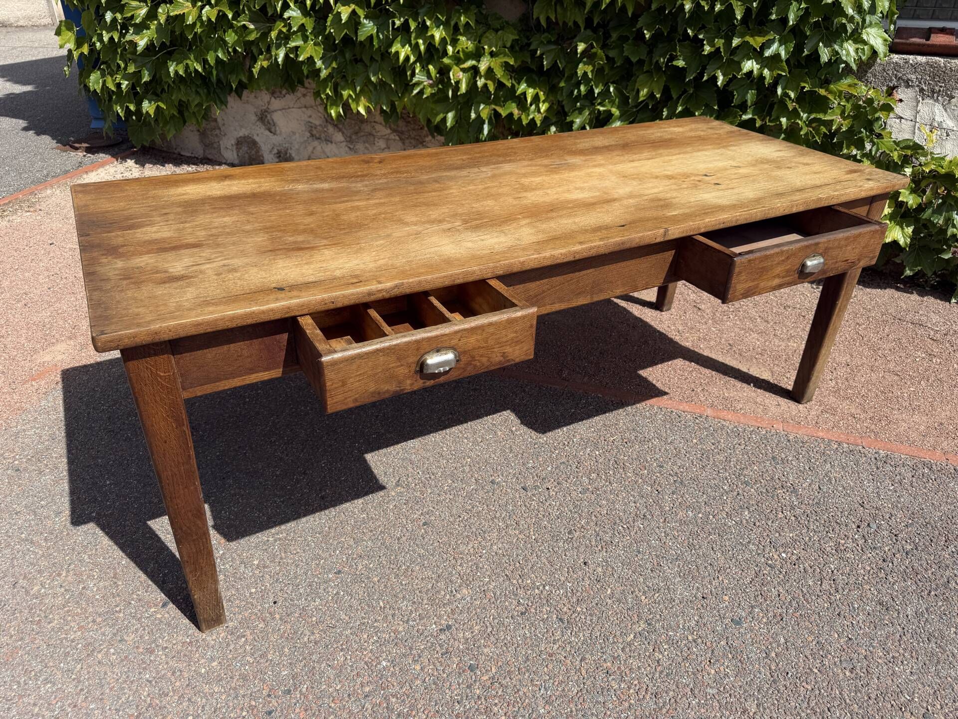 Farm table in Oak 1900 France 2 drawers