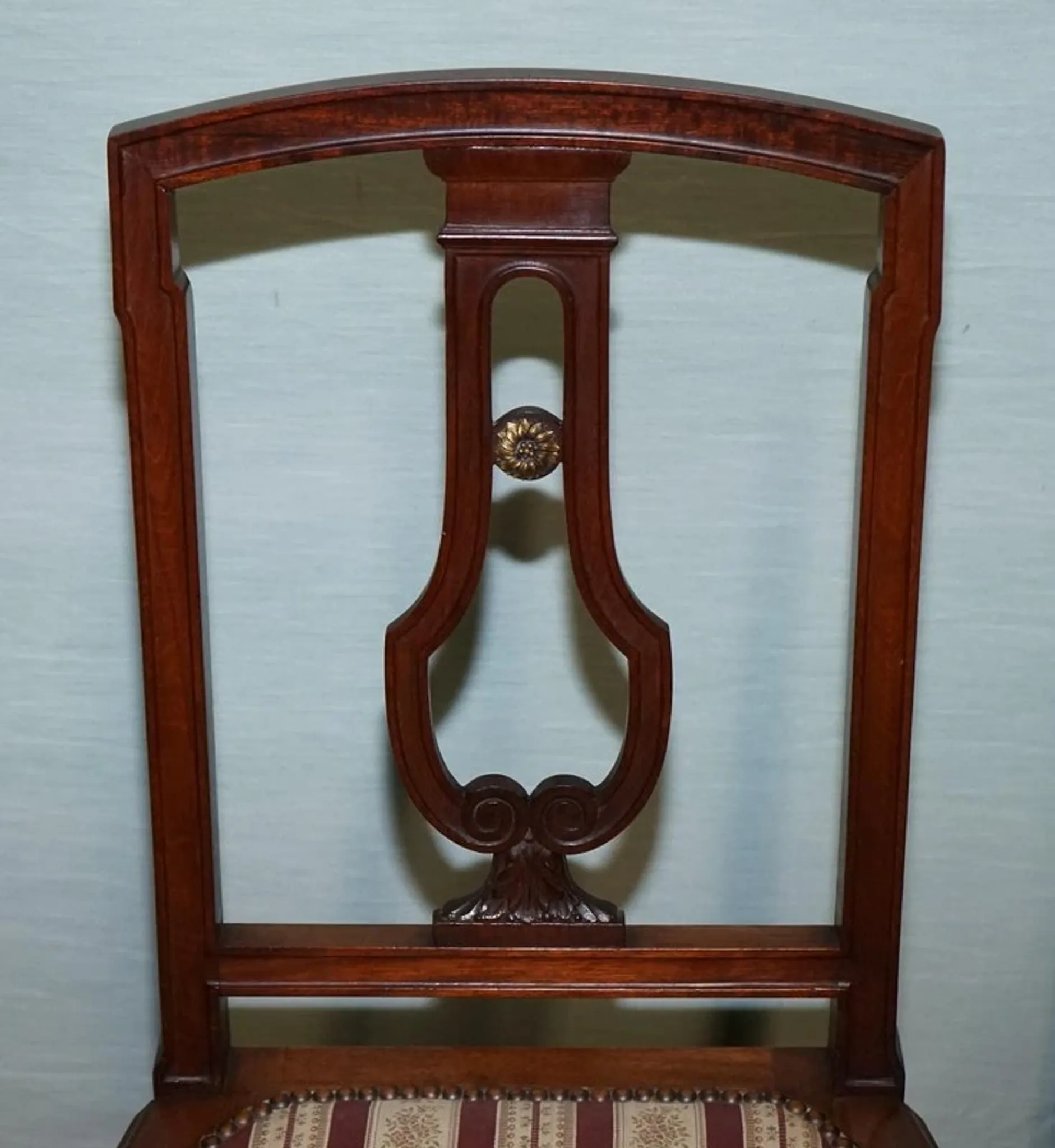 Set of Vintage Wooden Dining Chairs with Carved Details