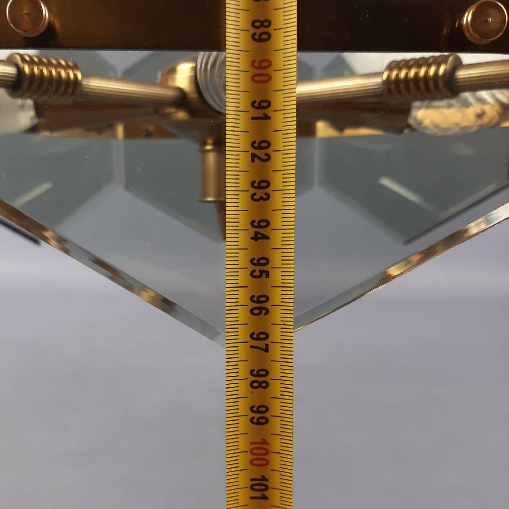 Lustre design Gino Paroldo Fontana Arte brass smoked glass modernist 1960