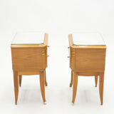 Paire de chevets en sycomore laiton miroir par Jean Pascaud 1940