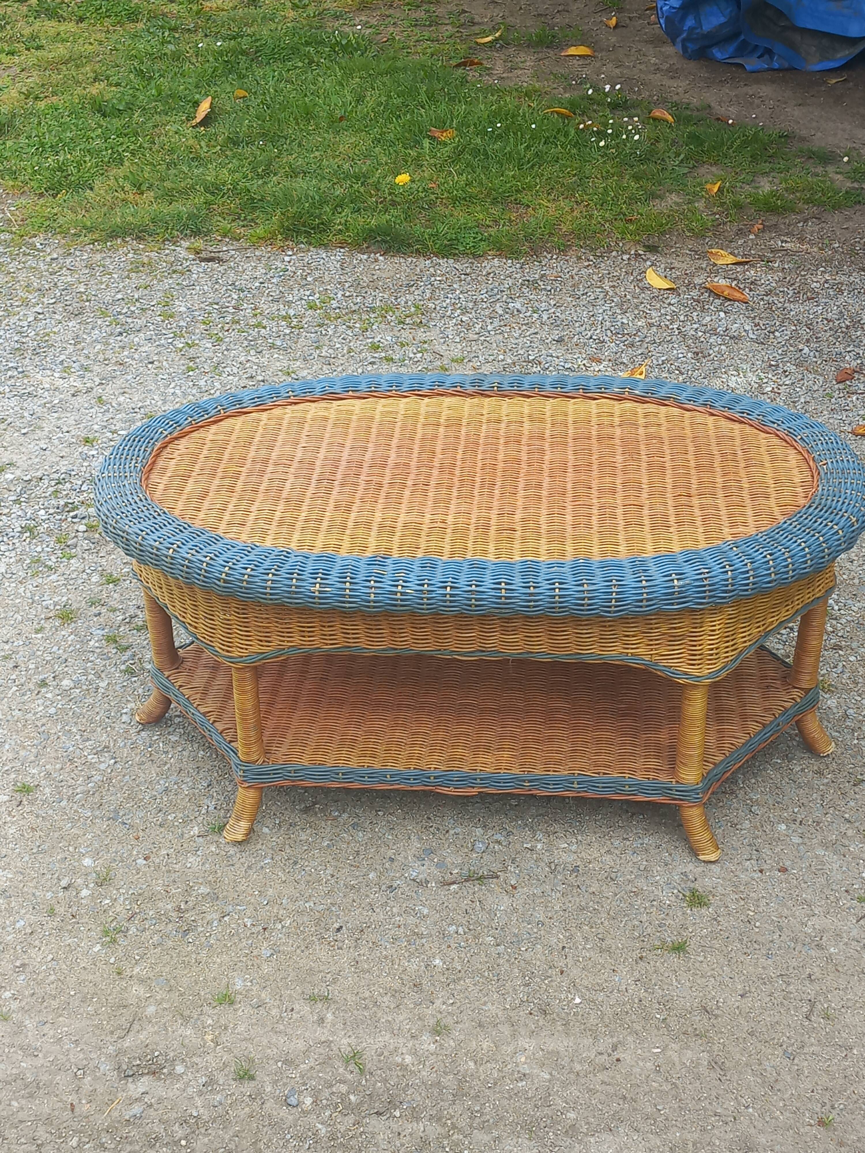 Two-tone rattan coffee table