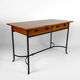Bureau moderniste en merisier et fer forgé, circa 1980