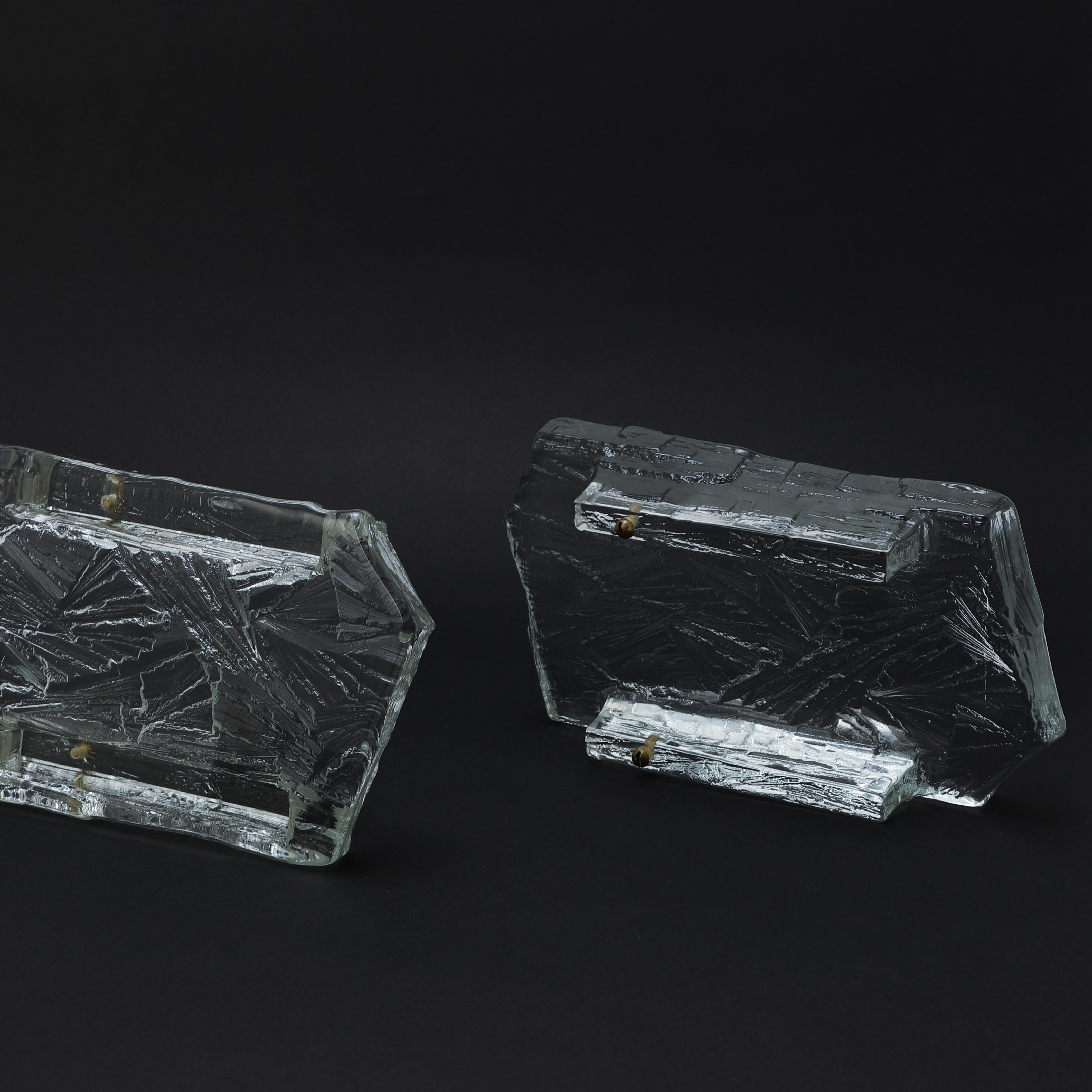 Wall lamps model "ice" marked nafa 484, nybro armaturfabrik, 1960s.