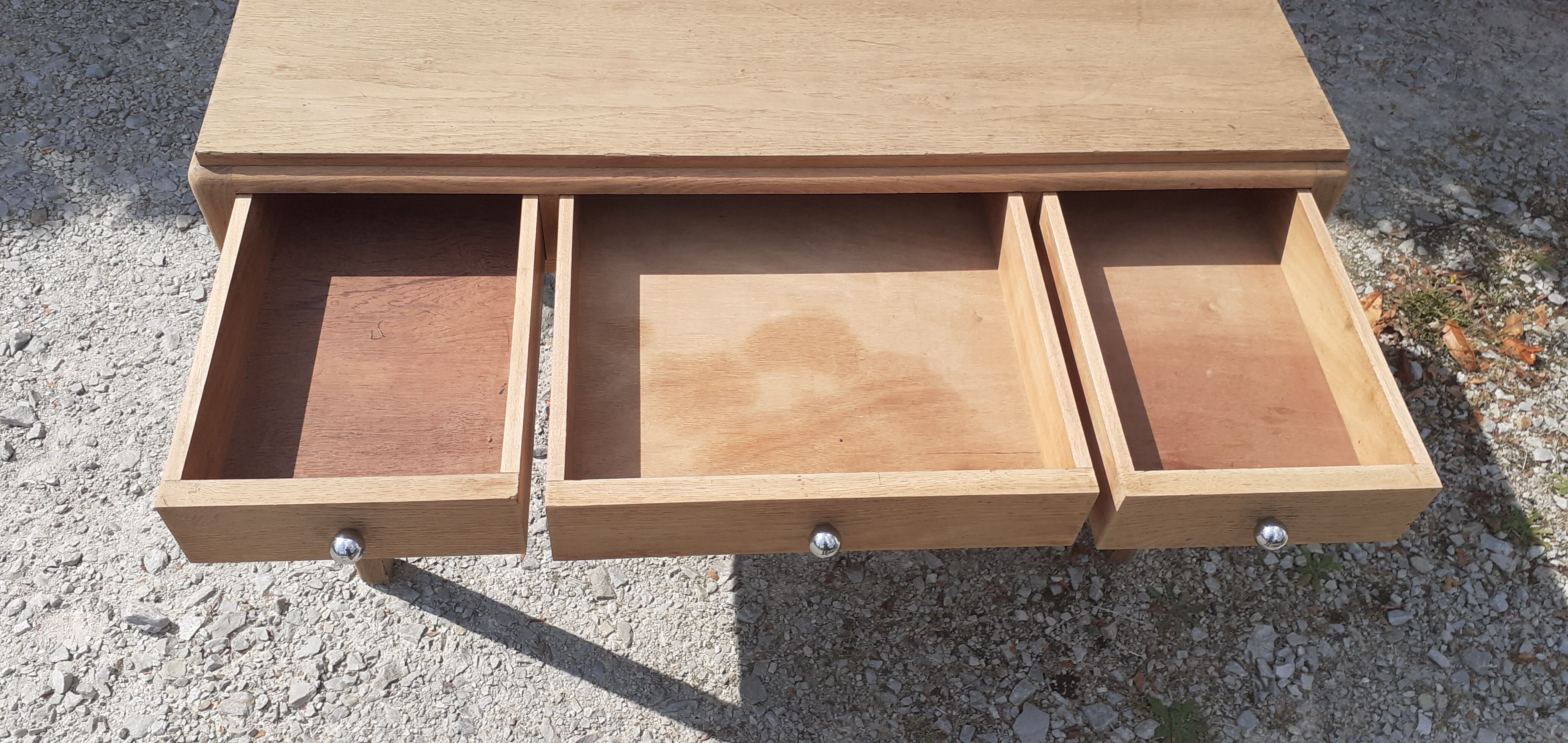 Art deco desk 3 drawers in oak wood raw 30s