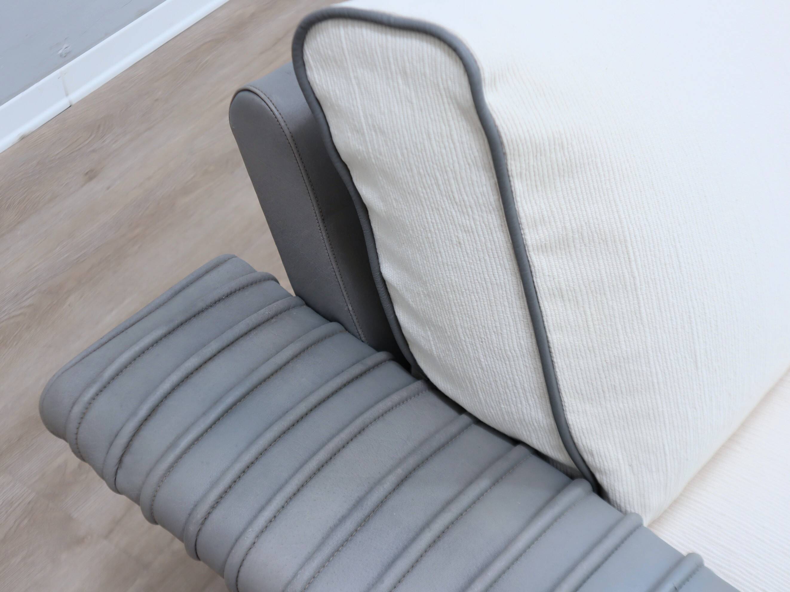 Marzio Cecchi armchair in ribbed Leather and goose down cushions 1970s