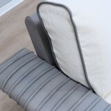 Marzio Cecchi armchair in ribbed Leather and goose down cushions 1970s