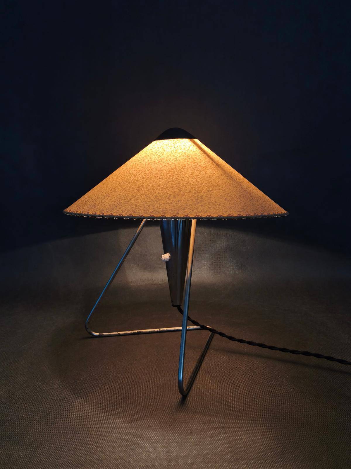 Helena Frantova Mid-Century Table Lamp, Chrome and Paper, 1960s