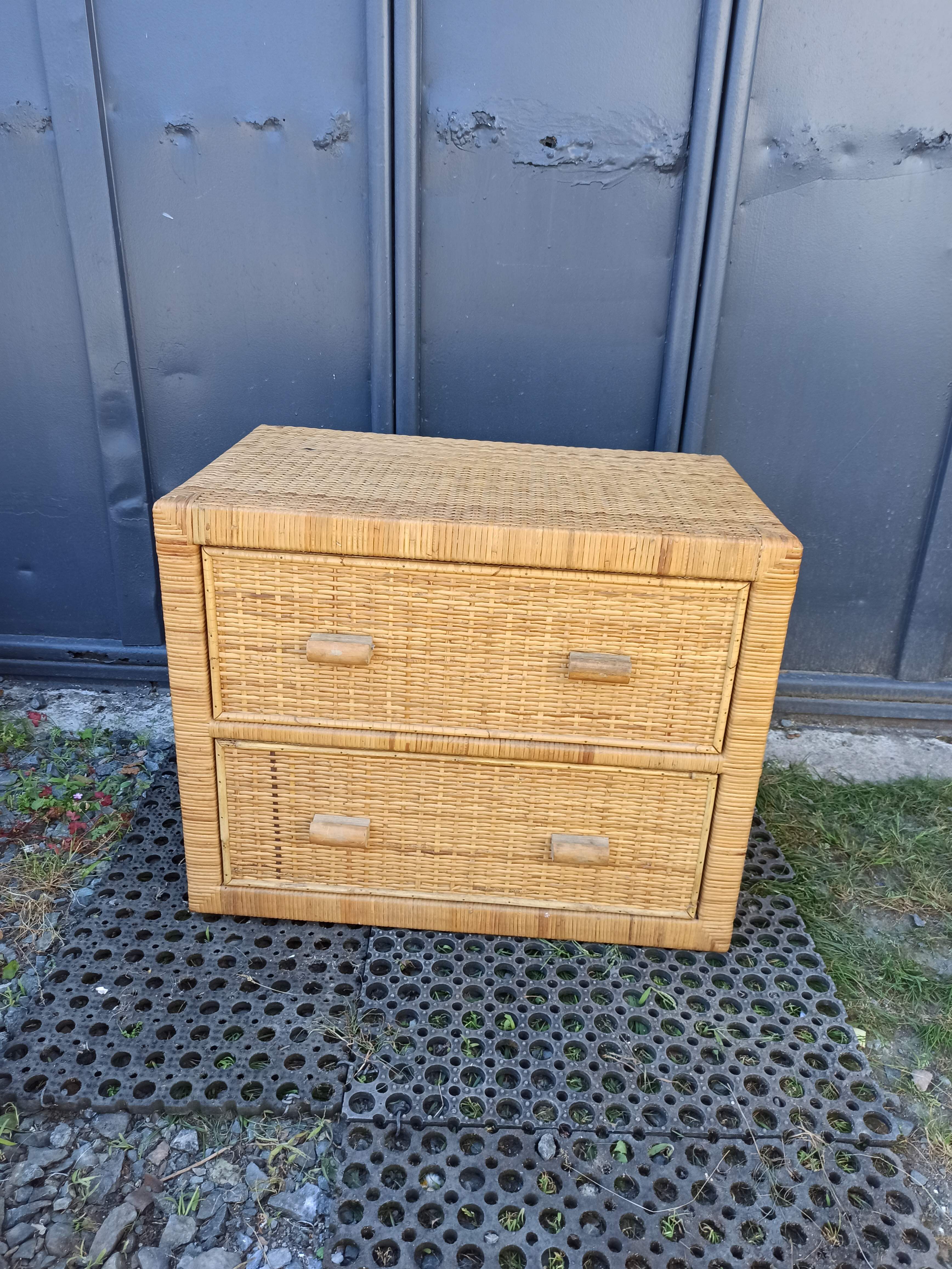 Chest of drawers rattan bamboo 2 drawers