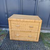 Chest of drawers rattan bamboo 2 drawers