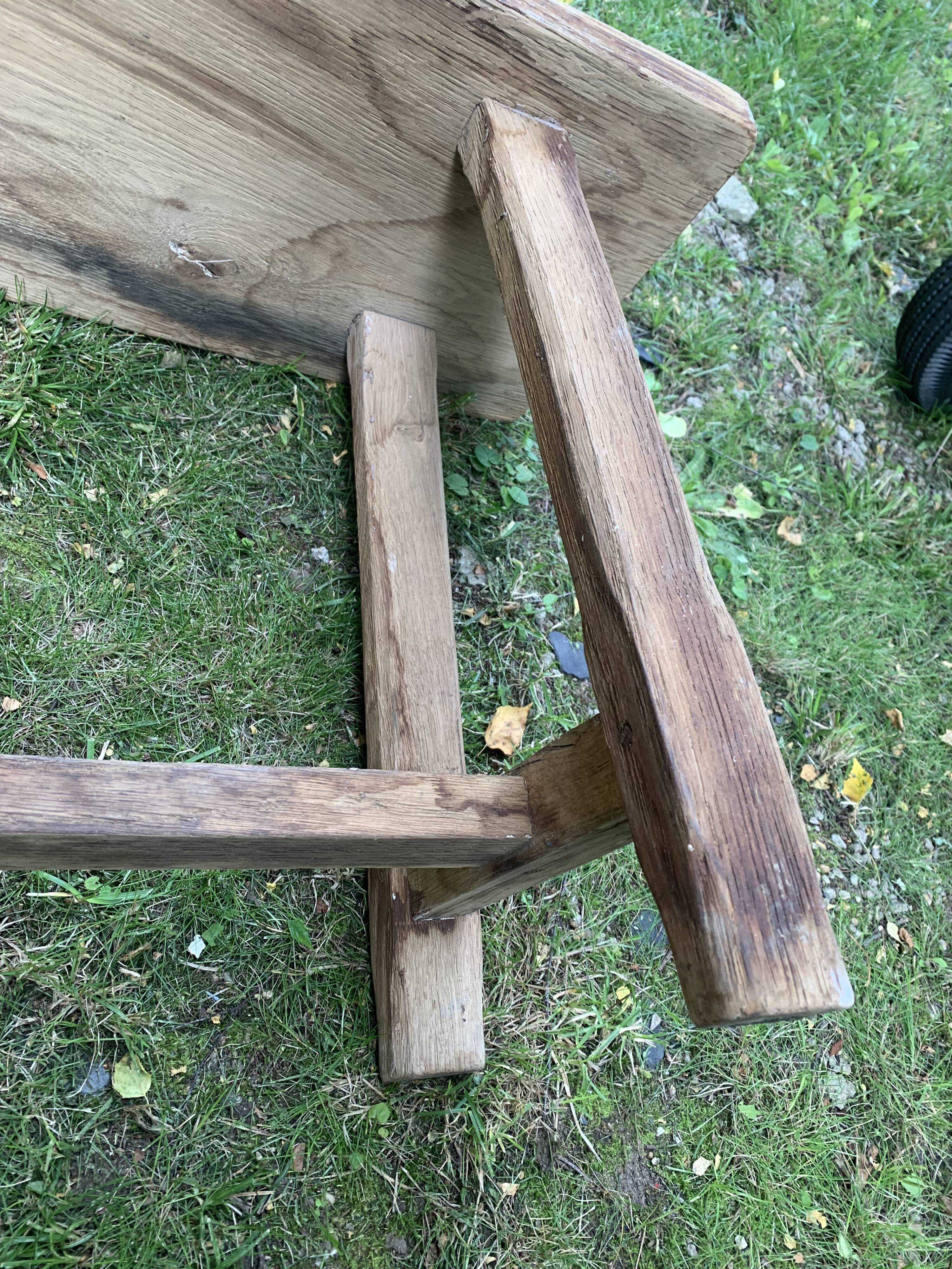 Solid oak wooden bench