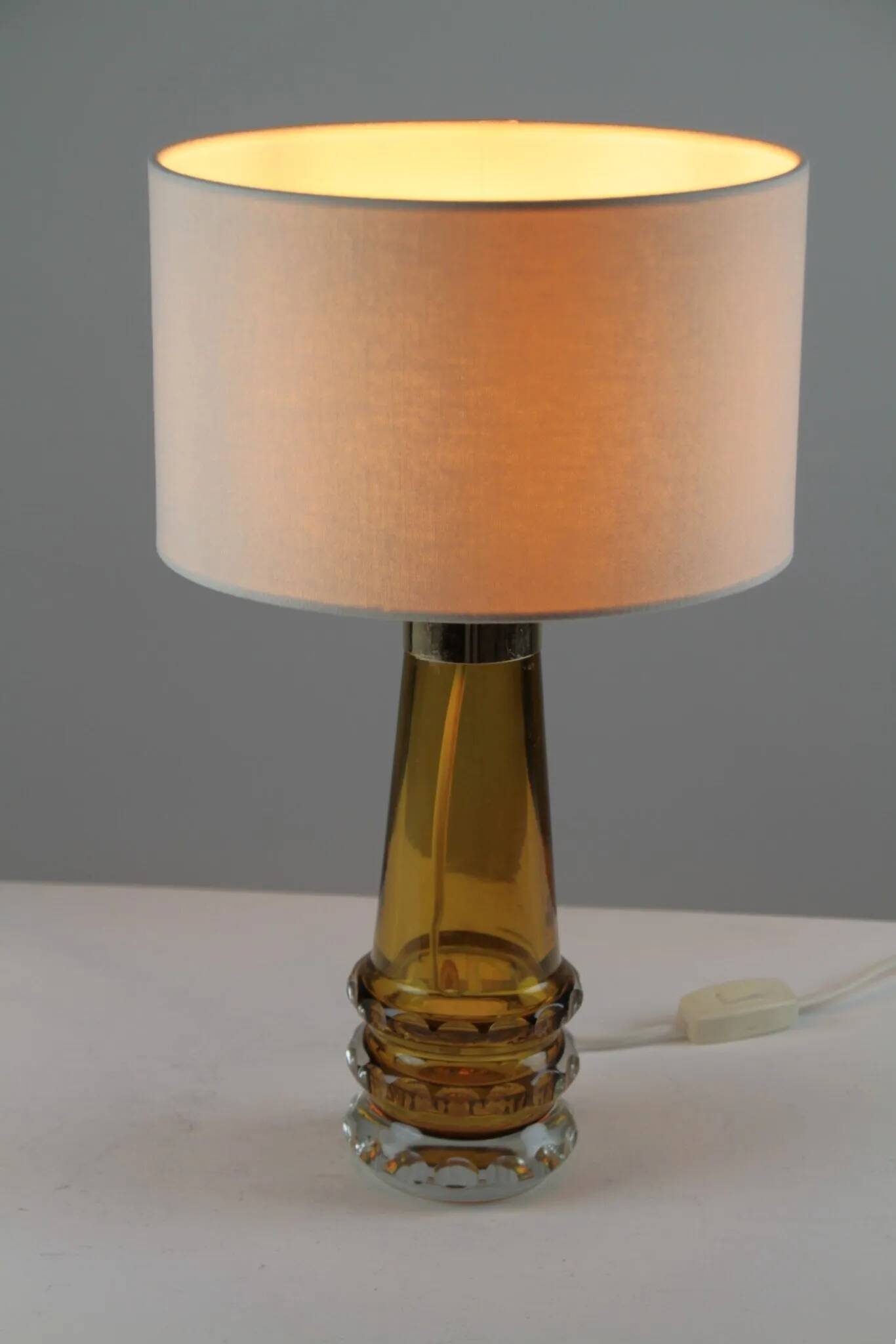Amber & Clear Glass Table Lamp – Sweden, 1960s/1970s