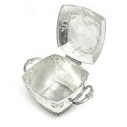 Sugar bowl, Art Nouveau, silver-plated brass, Bracia Buch, Poland, early 20th century