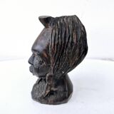 African woman bust in ebony wood hand carved ethnic art
