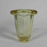 Art Deco thick glass vase with folded edge, 1950s
