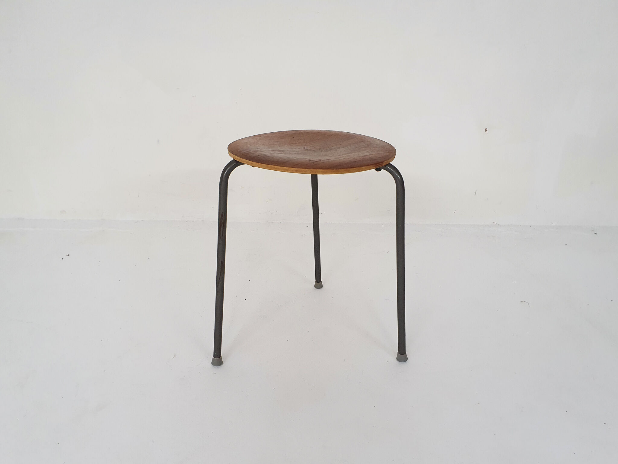 Teak and metal tripod stool, Denmark 1960's