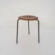 Teak and metal tripod stool, Denmark 1960's