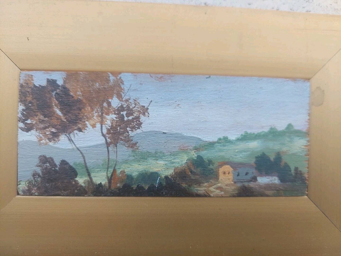 Petit tableau huile sur bois paysage toscan