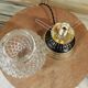 Table lamp, old vintage globe in chiseled glass
