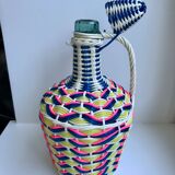 Scoubidou bottle with blue pink and yellow handle 70s
