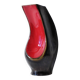 Vase céramique rouge & noir nacré vintage années 1950-1960