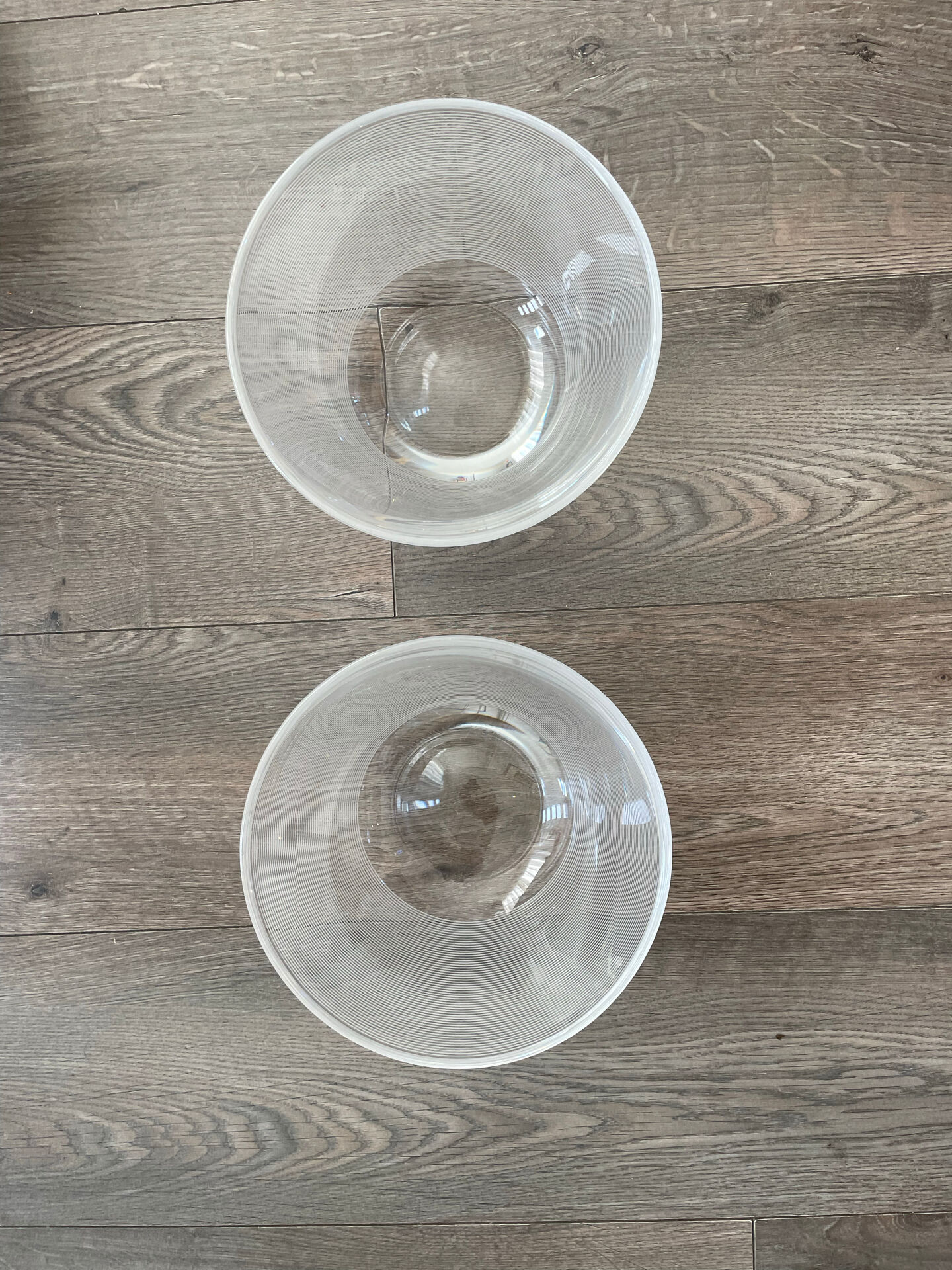 Pair of Large Salad Bowls in Modernist Crystal – Scandinavian Style / O