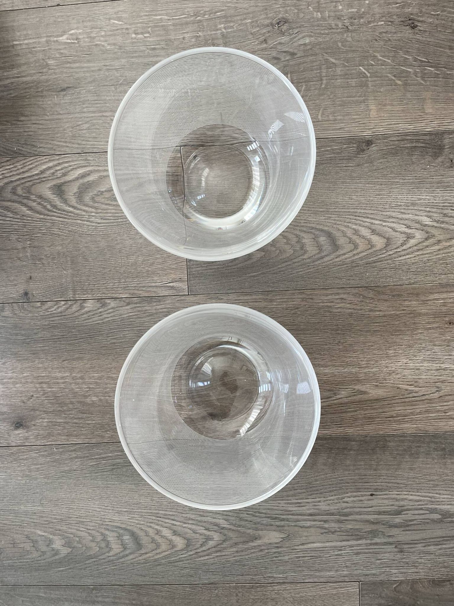 Pair of modernist salad bowls in Scandinavian style.