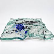 Grand centre de table en verre fusionné – pièce sculpturale abstraite