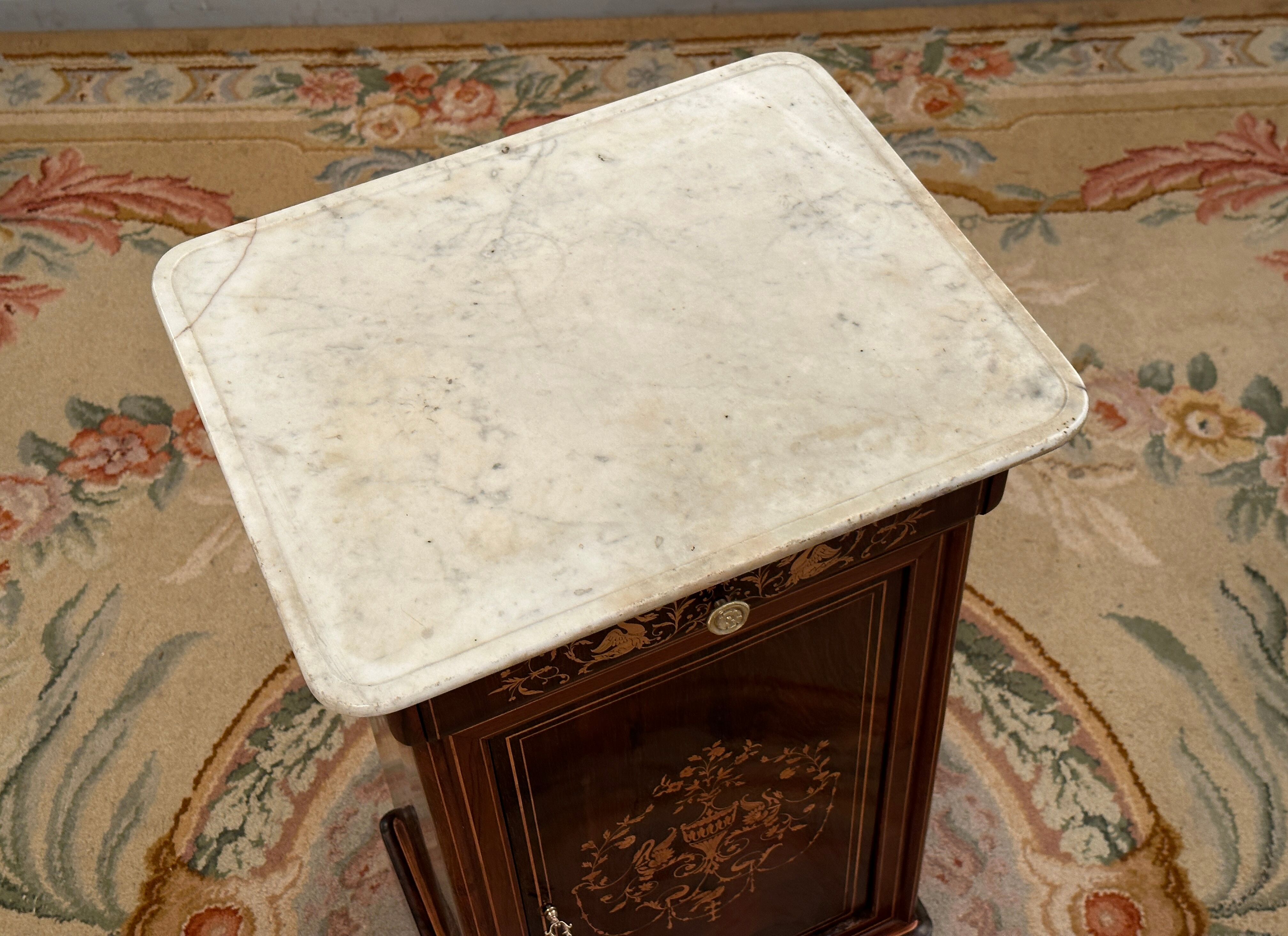 Bedside of the period Charles X in marquetry XIXth