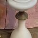 Napoleon III style salon lamp in white opaline with engraved globe – 19th / early 20th century