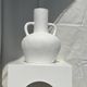 Large handcrafted terracotta vase painted white with double handles H40 D30