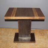 Art Deco period pedestal table in oak and nickel-plated bronze circa 1930