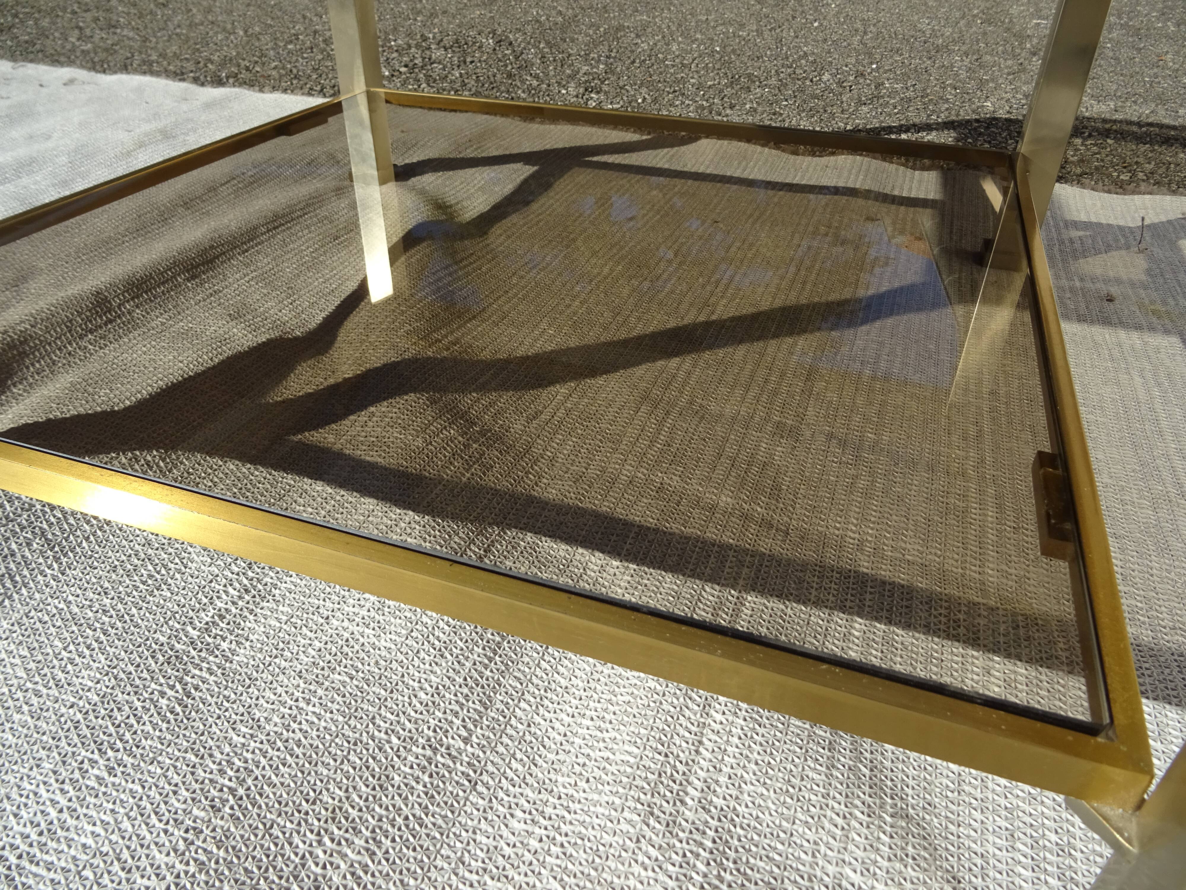 Table bout de canapé acier bicolore Guy Lefèvre Maison Jansen an 70