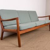 Danish 3-seater sofa in teak and new fabric, Senator model Ole Wanscher, France & Son.