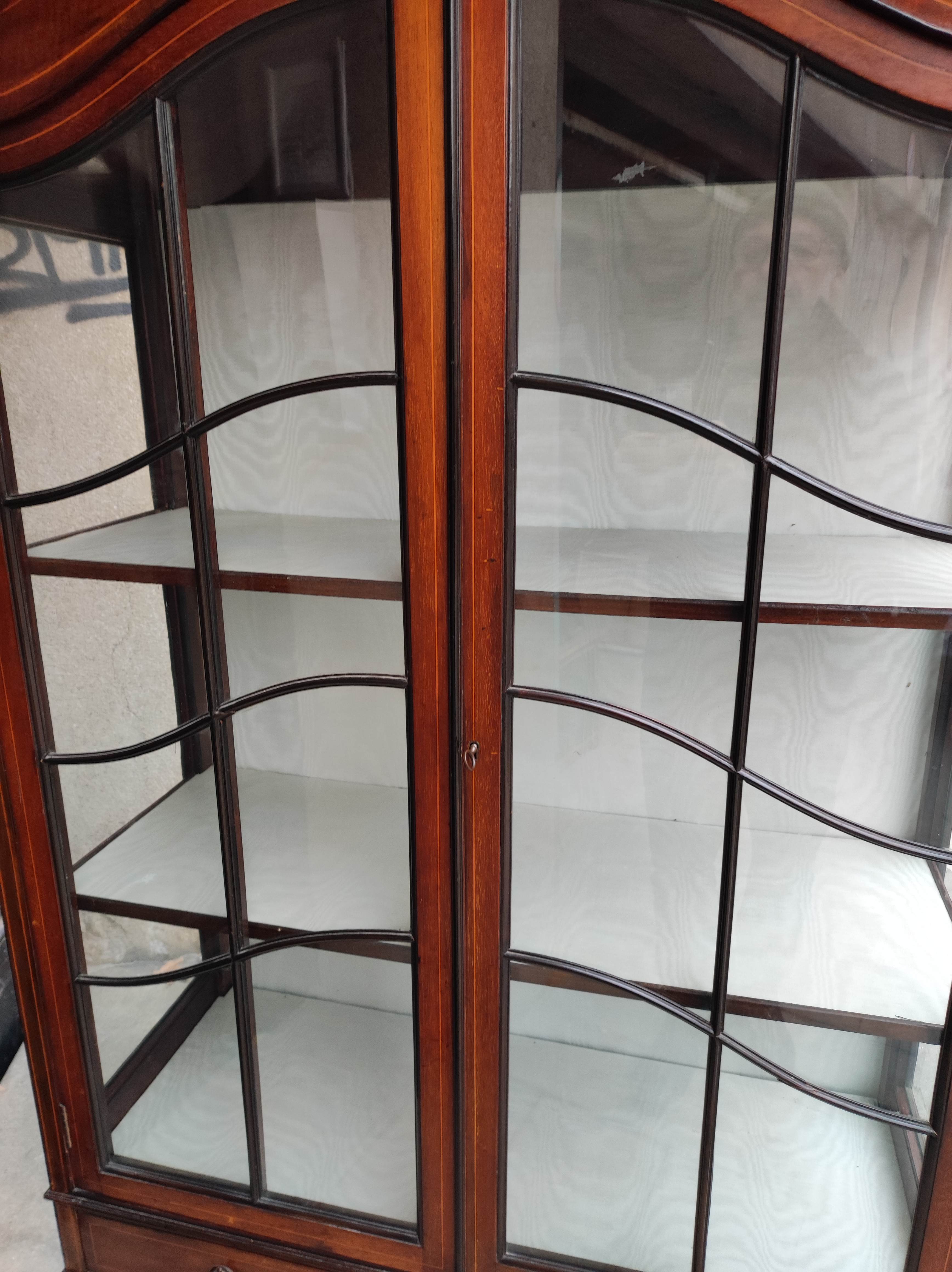 English art nouveau showcase. mahogany