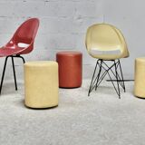 Set of 2 chairs and 3 “space age” poufs. Circa 1970