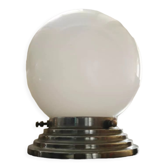 Old ceiling lamp opaline globe white base metal art deco 1930 ø 15 cm tbe