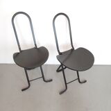 Pair of brown Dafné chairs Gastone Thema 70s