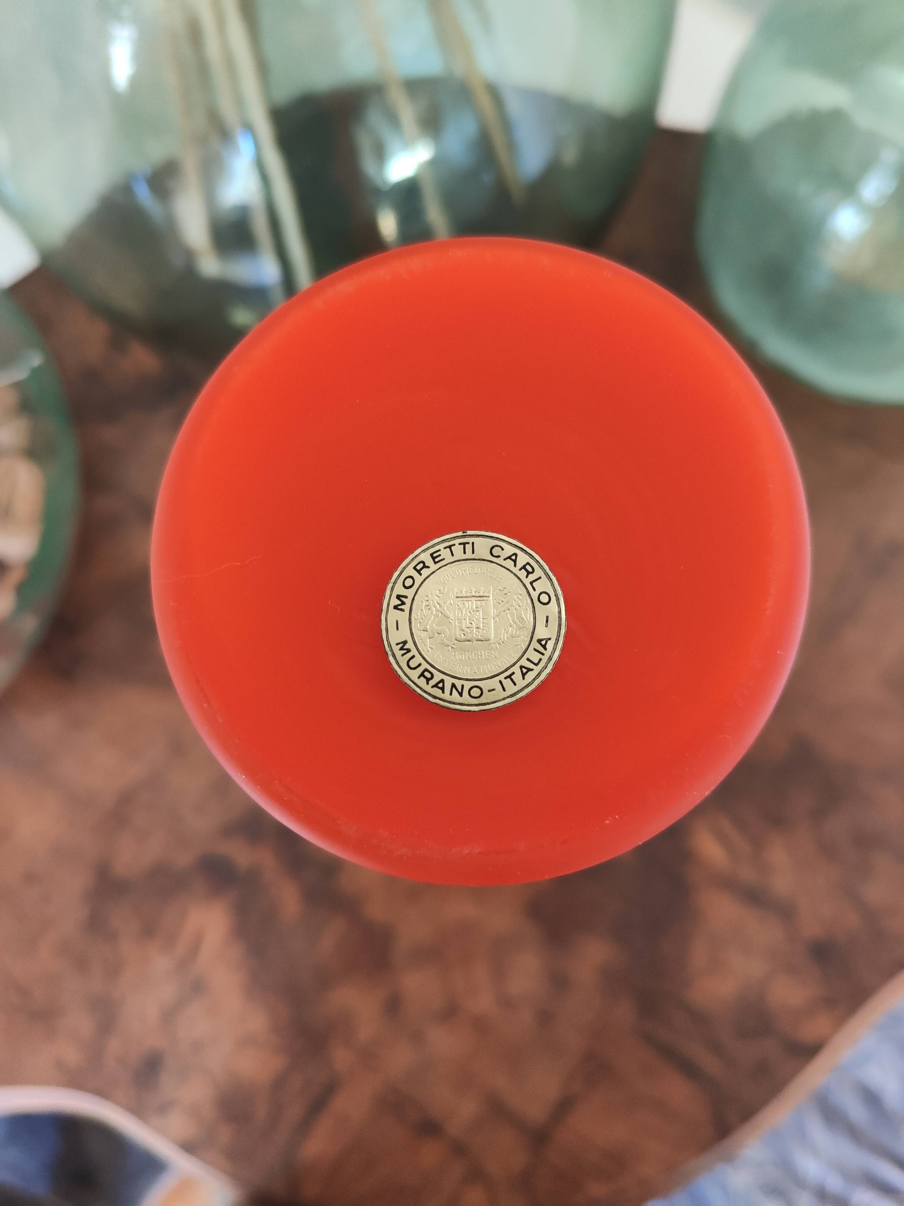 Orange Murano vase by Carlo Moretti, 1970s