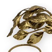 Hollywood regency set of 2 brass leaves table lamps, Bottega Gadda Italy, 1970s