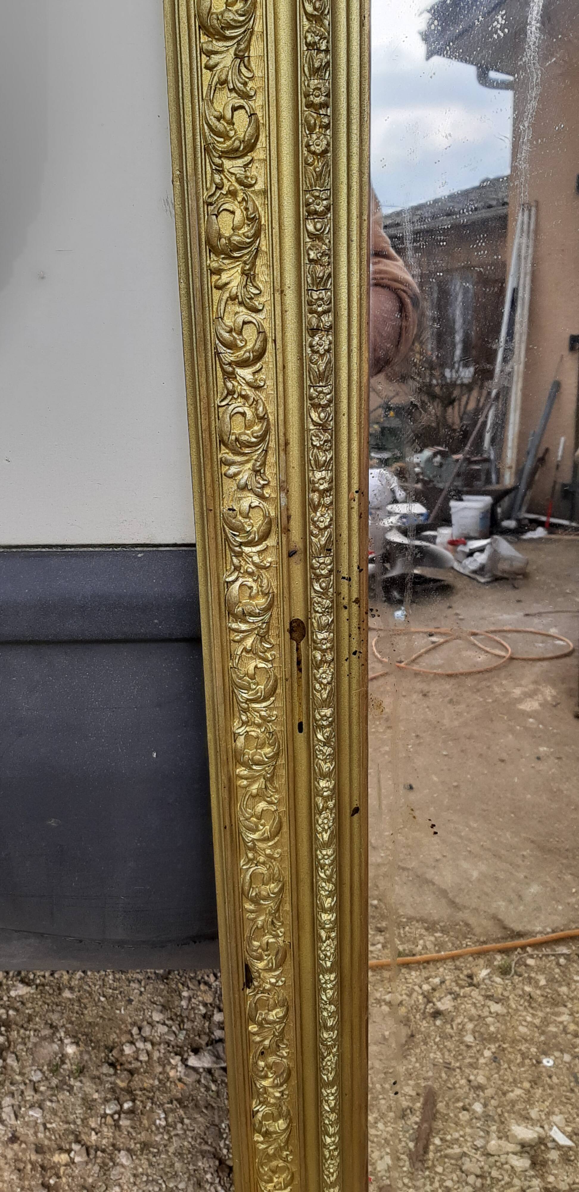 Mirror 19 th wood and golden stuc 156x87cm