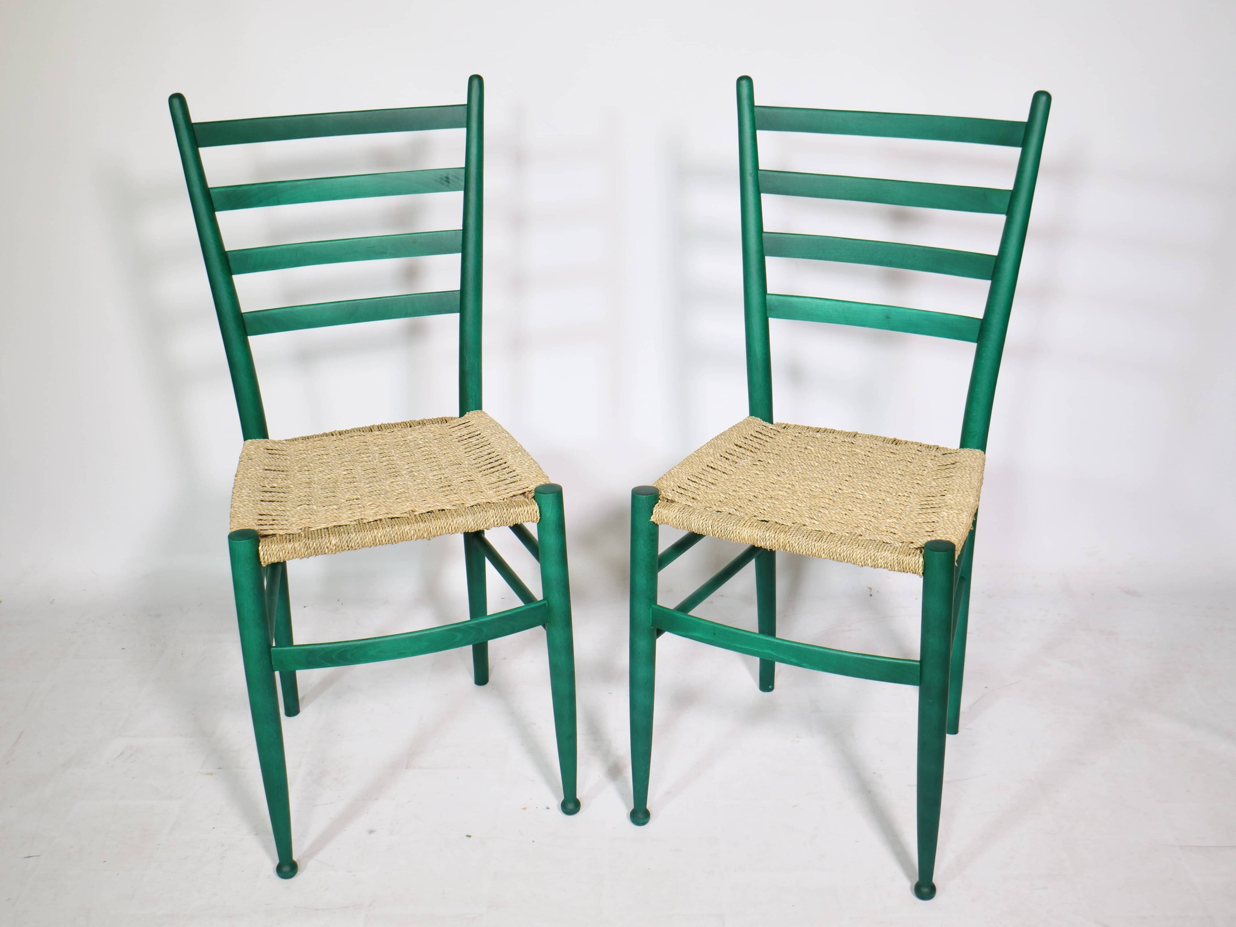 Mid-Century Italian Dining Chairs with Woven Seats, Set of 6, 1960s–70s
