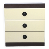 Vintage 3-drawer bedside table in wood and vintage veneer 1970