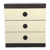 Vintage 3-drawer bedside table in wood and vintage veneer 1970
