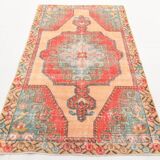 5x7 Vintage Red & Beige Vintage Oushak Small Size Area Rug, 134x218 Cm