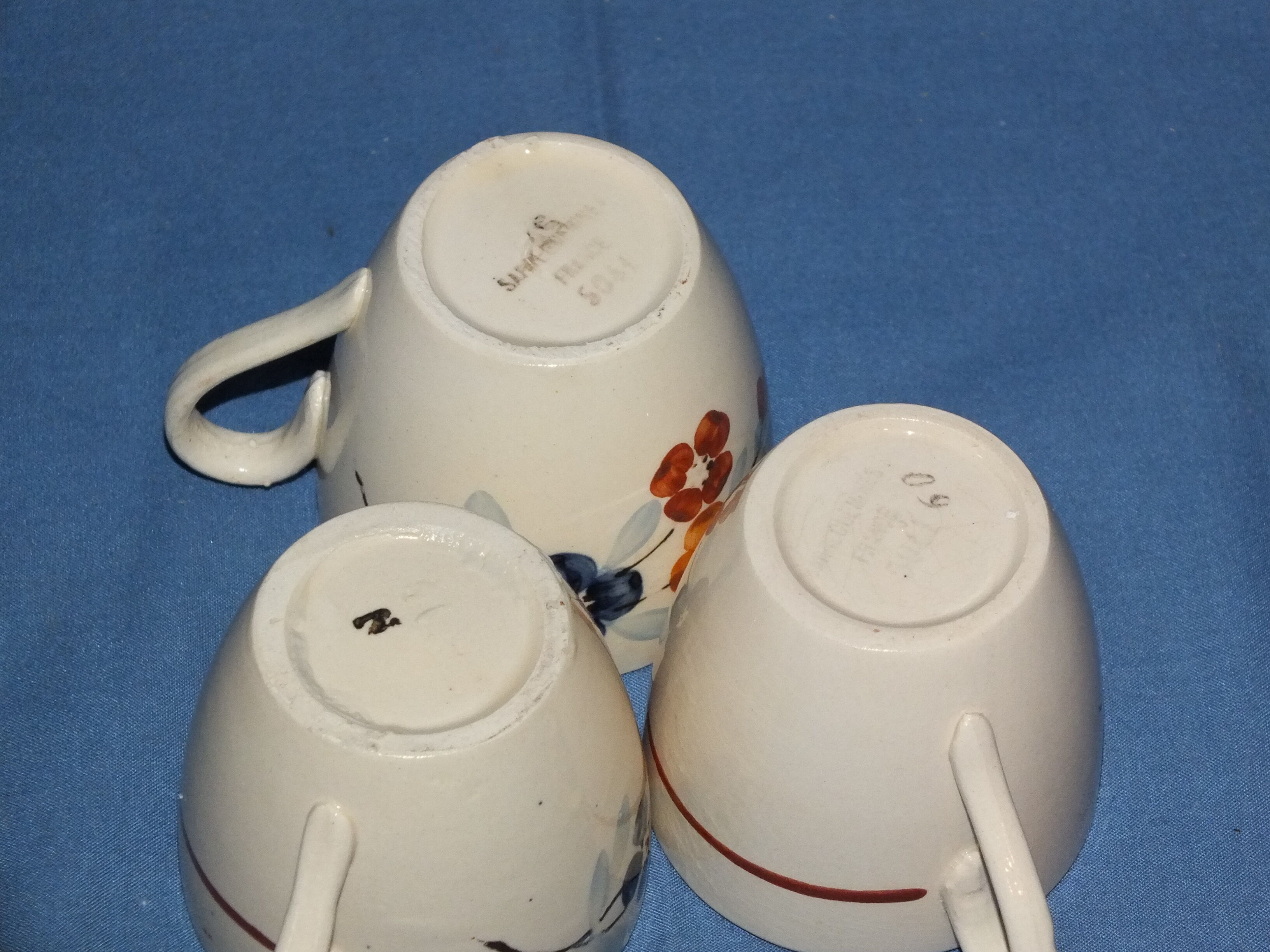 3 cups vintage coffee - Sarreguemines - flower décor