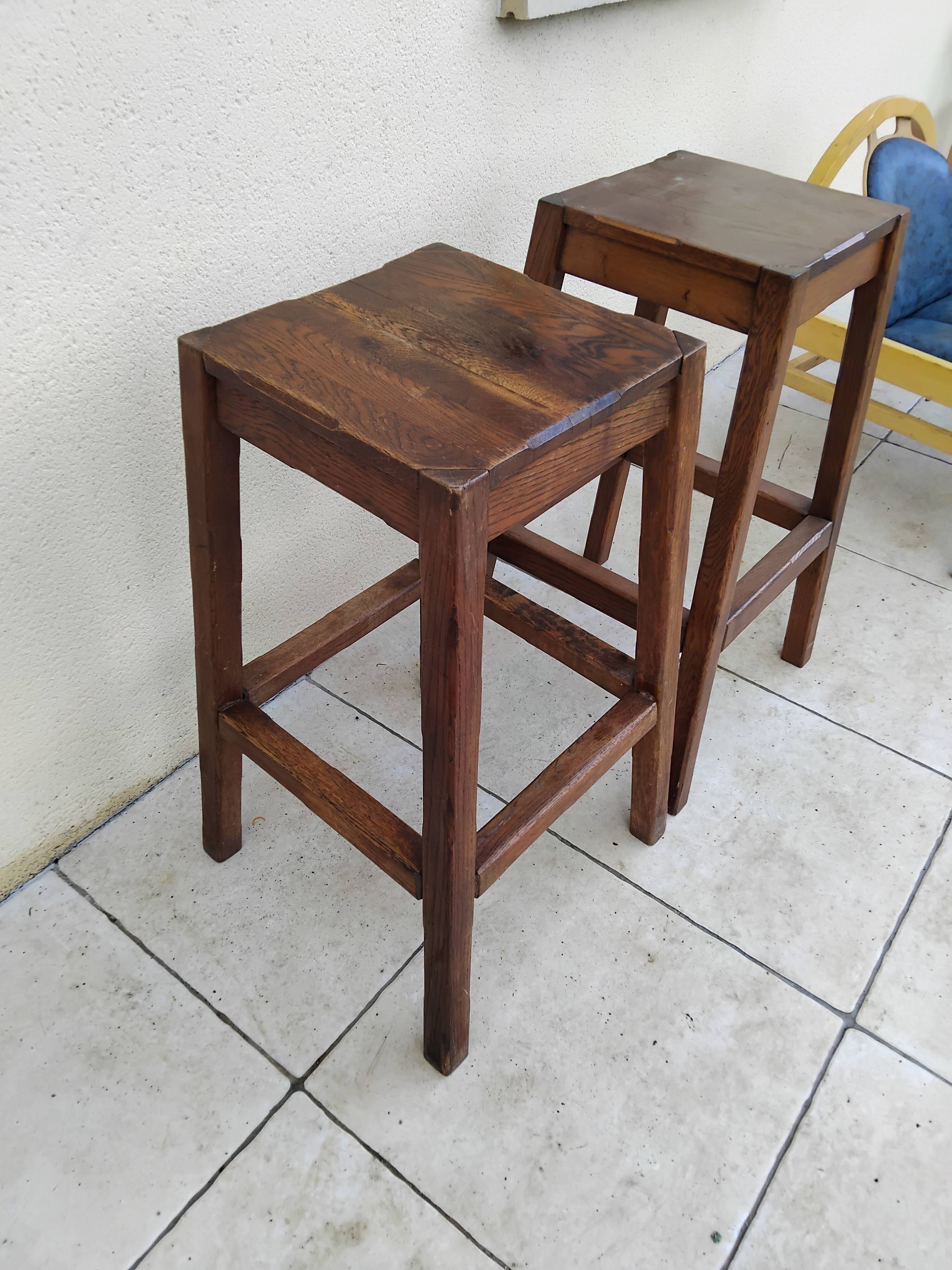 Pair of vintage oak stools